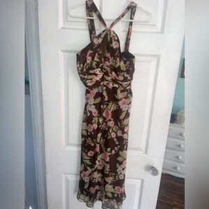 Jones Wear Brown Floral Midi Dress